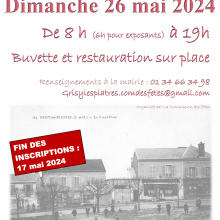 Vendredi 17 mai : brocante à Grisy-les-Plâtres : dernières inscriptions d'exposants. 
