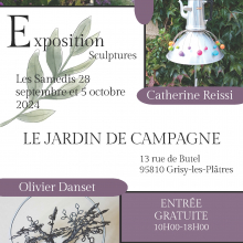 Samedis 28 septembre et 05 octobre : expo artistique et vente dans le jardin de campagne de Grisy-les-Plâtres