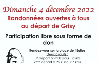 Dimanche 1er décembre : téléthon à Grisy-les-Plâtres avec le foyer rural du villageage.