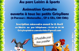 Samedi 19 avril : chasse aux oeufs de Pâques par les enfants de Grisy-les -Plâtres